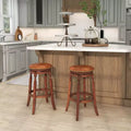 Tabouret de bar pivotant avec assise rembourrée et cadre en bois d'hévéa rond noyer