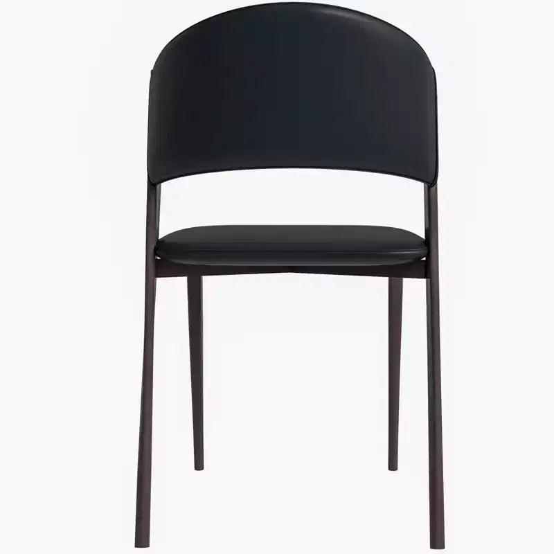 Chaise de salle à manger moderne en similicuir PU – Chaise d'appoint ergonomique à dossier incurvé avec pieds en métal noir mat robuste