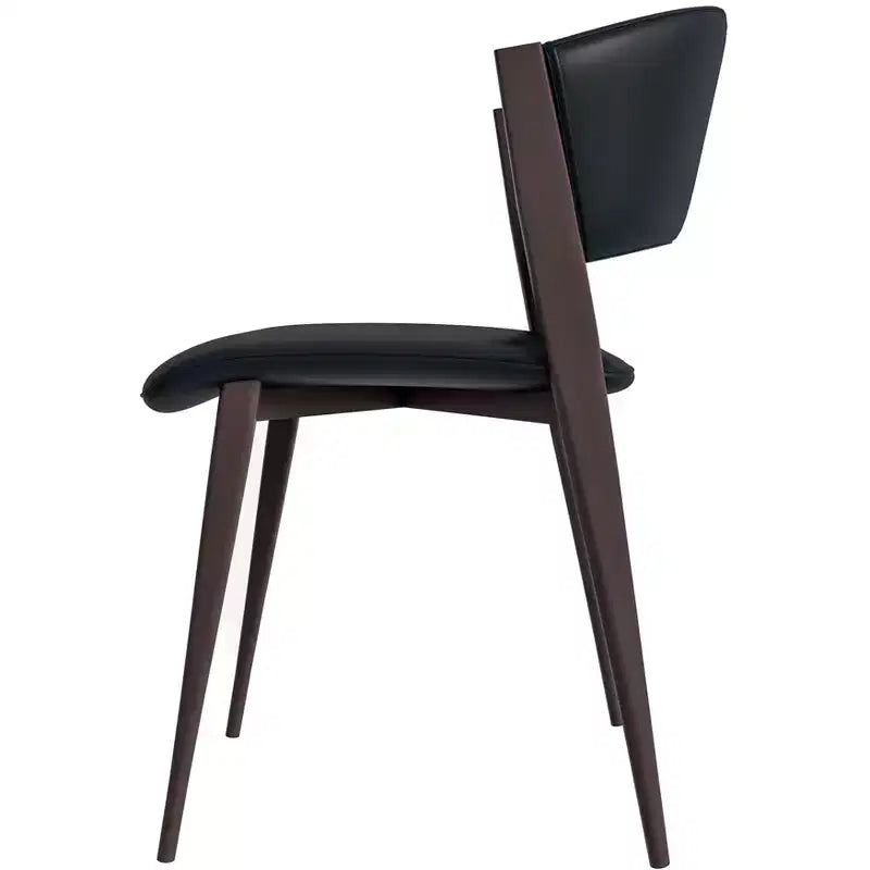 Chaise de salle à manger moderne en similicuir PU – Chaise d'appoint ergonomique à dossier incurvé avec pieds en métal noir mat robuste