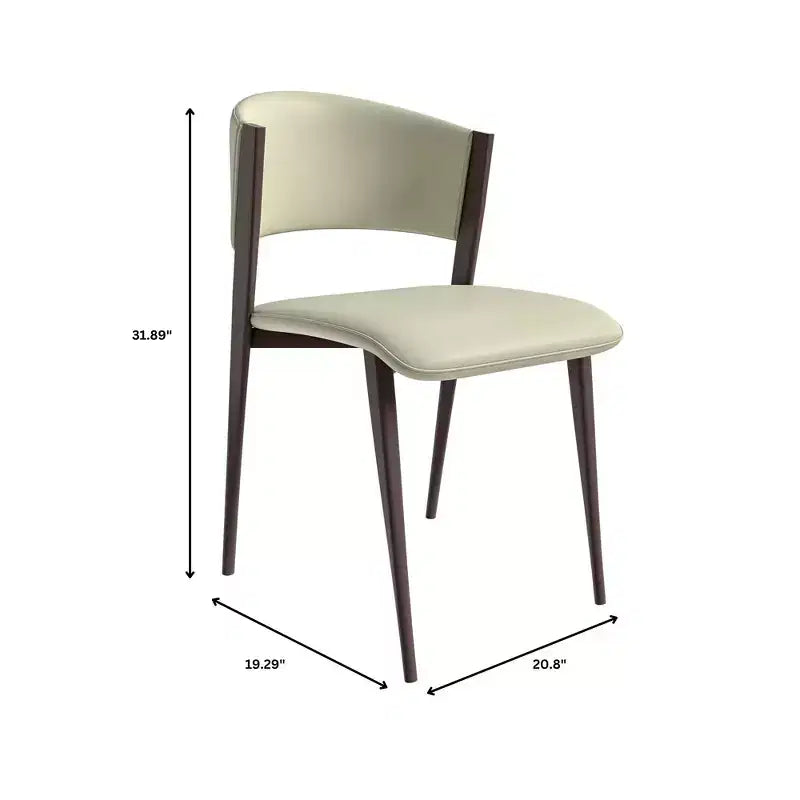 Chaise de salle à manger moderne en similicuir PU – Chaise d'appoint ergonomique à dossier incurvé avec pieds en métal noir mat robuste