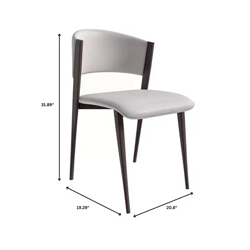 Chaise de salle à manger moderne en similicuir PU – Chaise d'appoint ergonomique à dossier incurvé avec pieds en métal noir mat robuste