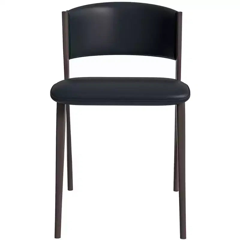 Chaise de salle à manger moderne en similicuir PU – Chaise d'appoint ergonomique à dossier incurvé avec pieds en métal noir mat robuste