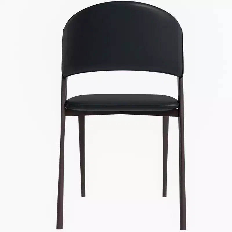 Chaise de salle à manger moderne en similicuir PU – Chaise d'appoint ergonomique à dossier incurvé avec pieds en métal noir mat robuste