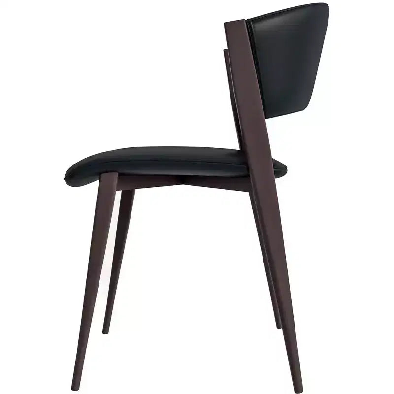 Chaise de salle à manger moderne en similicuir PU – Chaise d'appoint ergonomique à dossier incurvé avec pieds en métal noir mat robuste