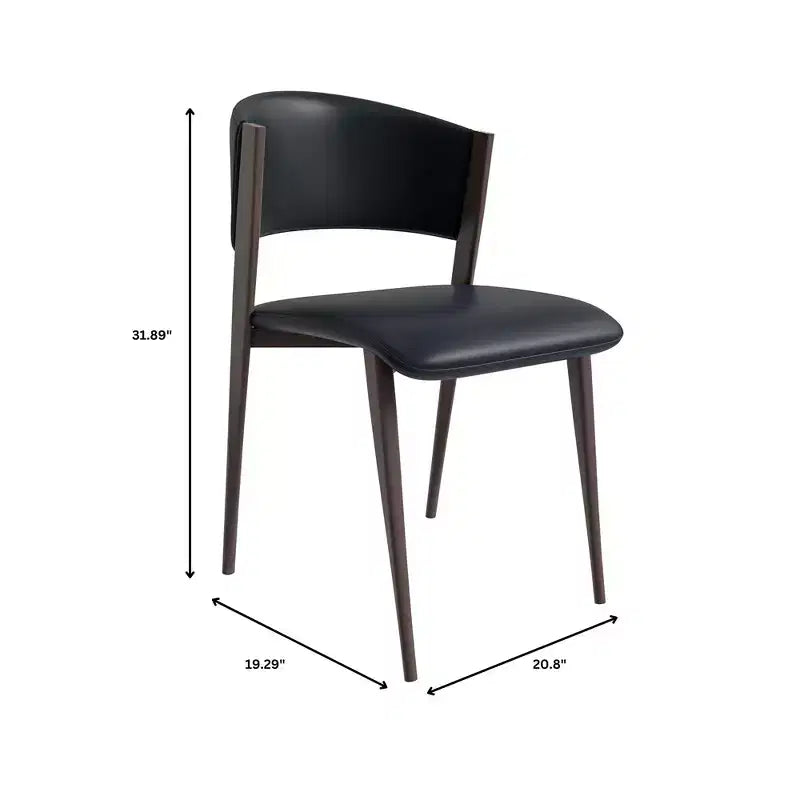 Chaise de salle à manger moderne en similicuir PU – Chaise d'appoint ergonomique à dossier incurvé avec pieds en métal noir mat robuste