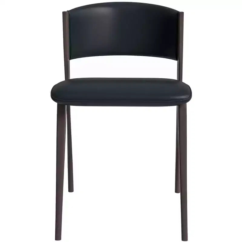 Chaise de salle à manger moderne en similicuir PU – Chaise d'appoint ergonomique à dossier incurvé avec pieds en métal noir mat robuste