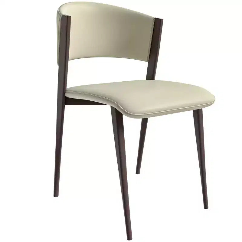 Chaise de salle à manger moderne en similicuir PU – Chaise d'appoint ergonomique à dossier incurvé avec pieds en métal noir mat robuste