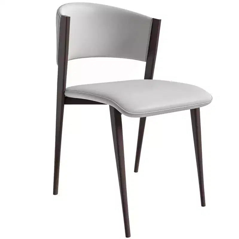 Chaise de salle à manger moderne en similicuir PU – Chaise d'appoint ergonomique à dossier incurvé avec pieds en métal noir mat robuste