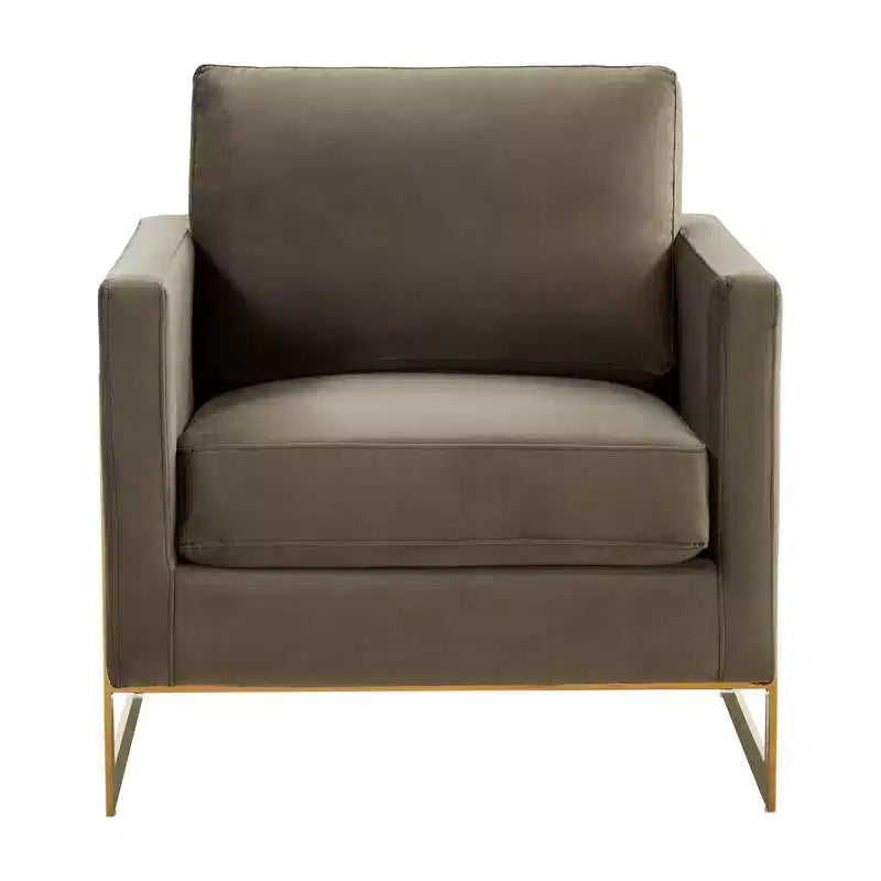 Fauteuil d'appoint rembourré – Fauteuil club moderne en velours avec cadre architectural en métal doré
