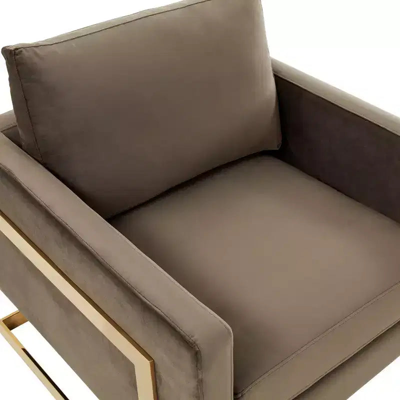 Fauteuil d'appoint rembourré – Fauteuil club moderne en velours avec cadre architectural en métal doré