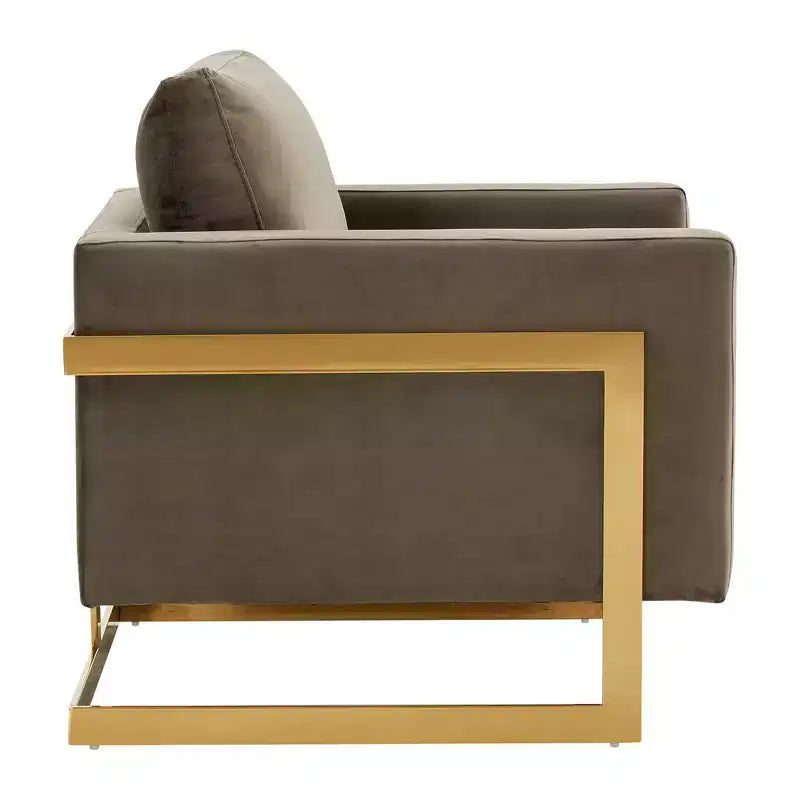 Fauteuil d'appoint rembourré – Fauteuil club moderne en velours avec cadre architectural en métal doré