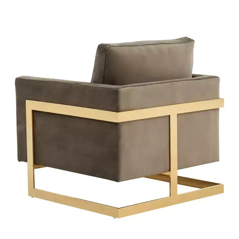 Fauteuil d'appoint rembourré – Fauteuil club moderne en velours avec cadre architectural en métal doré