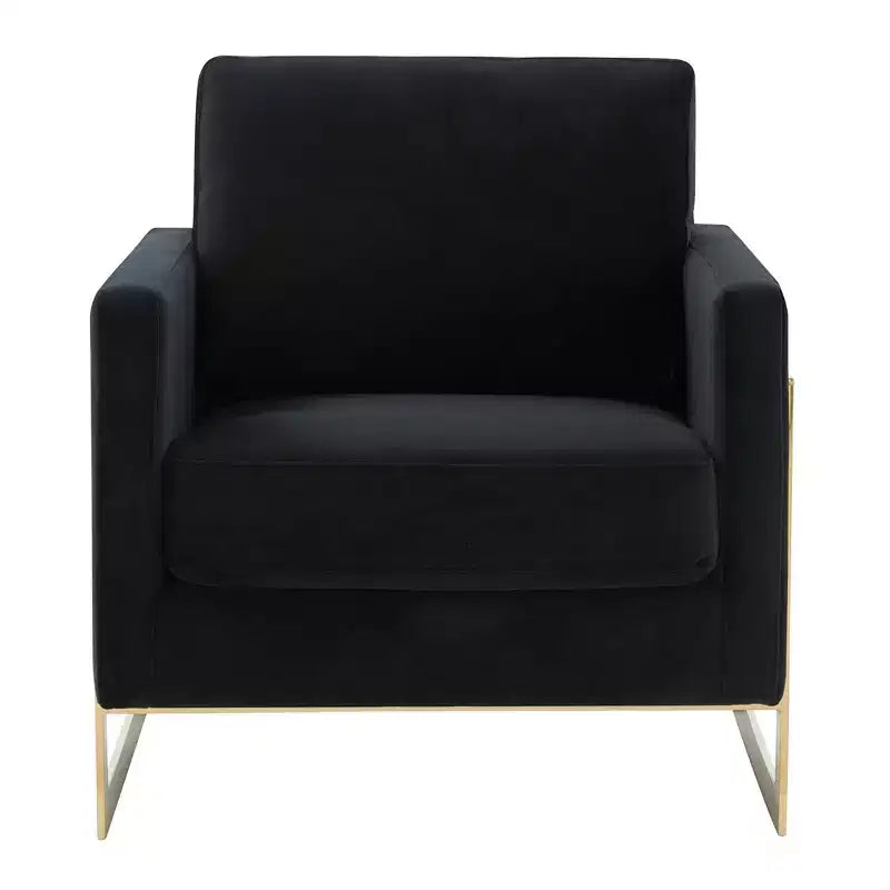 Fauteuil d'appoint rembourré – Fauteuil club moderne en velours avec cadre architectural en métal doré