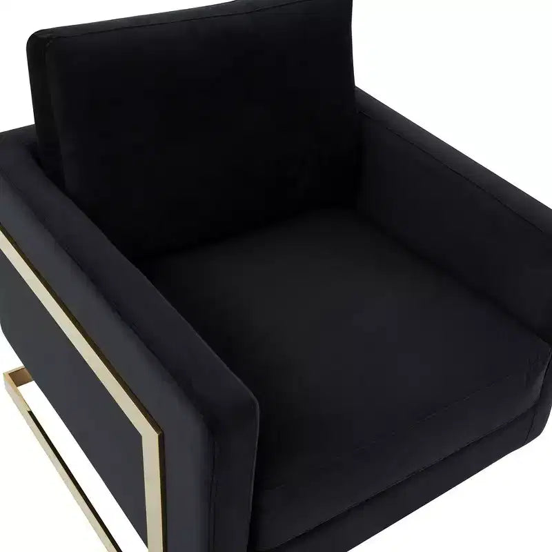 Fauteuil d'appoint rembourré – Fauteuil club moderne en velours avec cadre architectural en métal doré