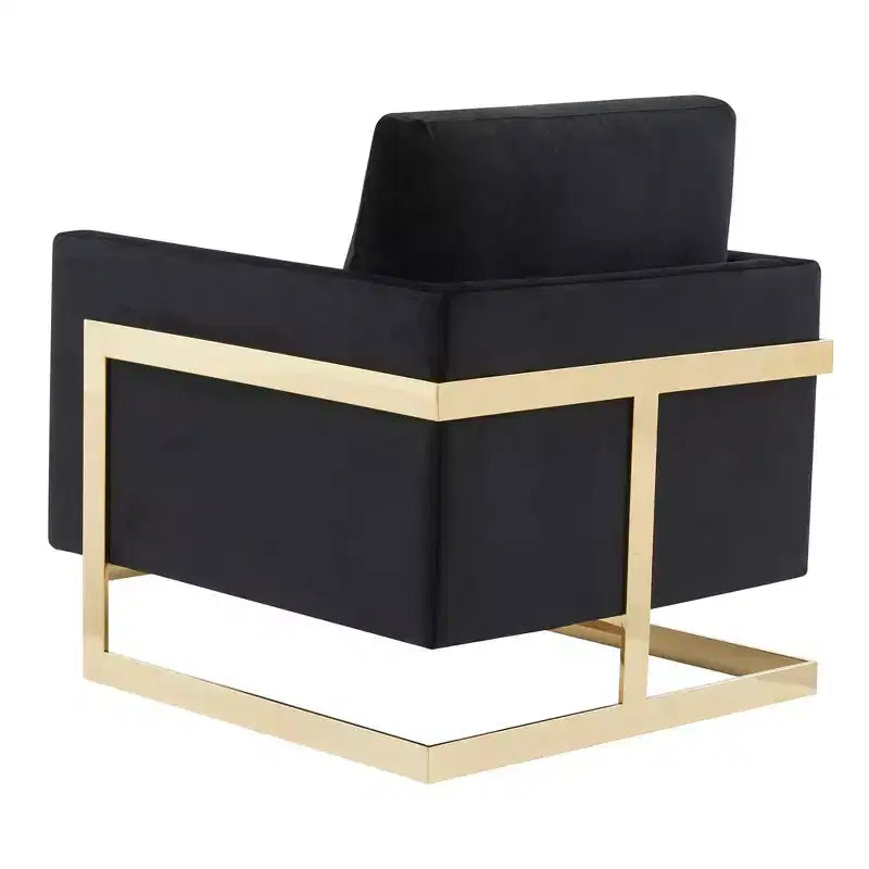 Fauteuil d'appoint rembourré – Fauteuil club moderne en velours avec cadre architectural en métal doré