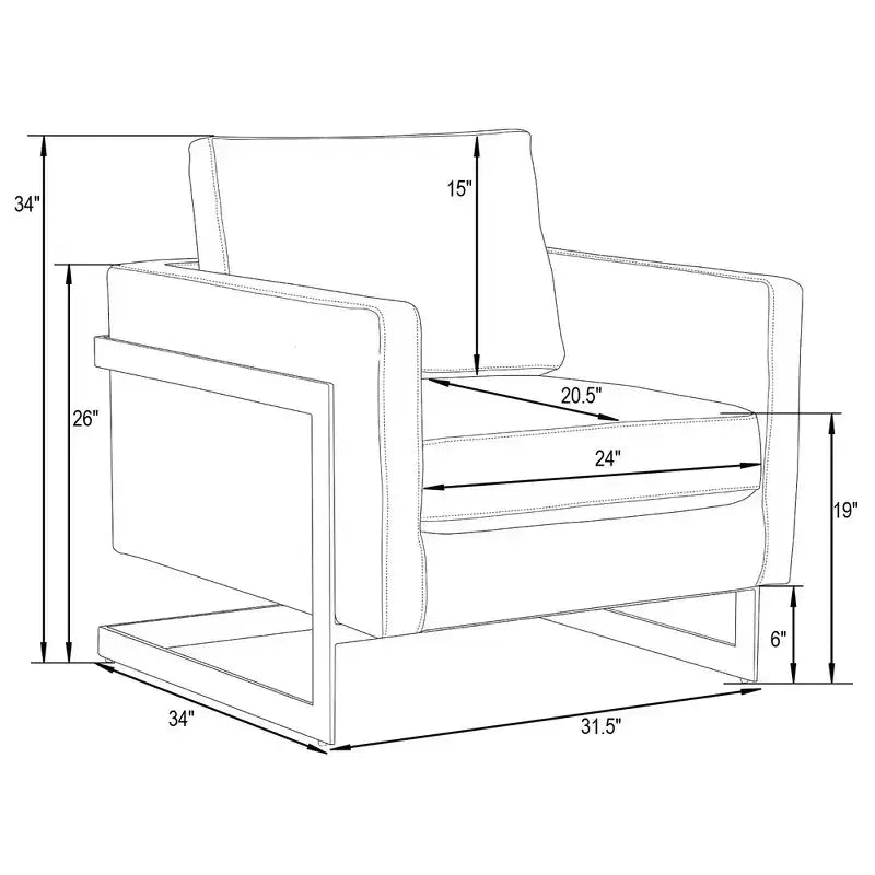 Fauteuil d'appoint rembourré – Fauteuil club moderne en velours avec cadre architectural en métal doré