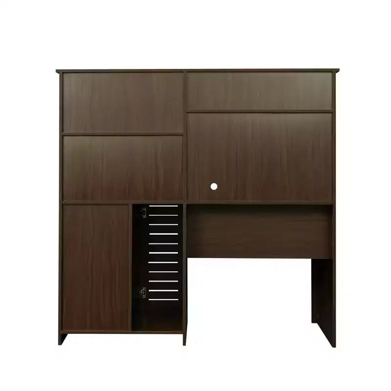 Bureau d'ordinateur de bureau avec étagère supérieure, Poste de travail avec tiroirs