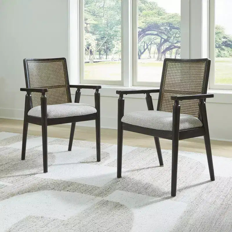 Chaise de salle à manger avec accoudoirs, noire