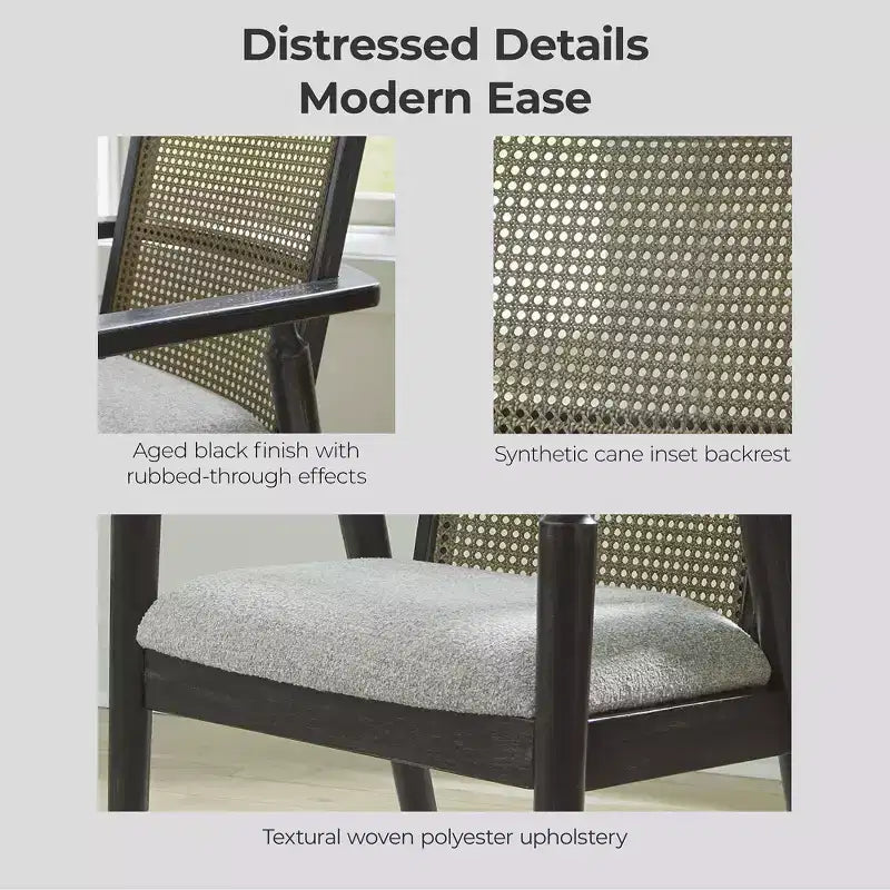 Chaise de salle à manger avec accoudoirs, noire