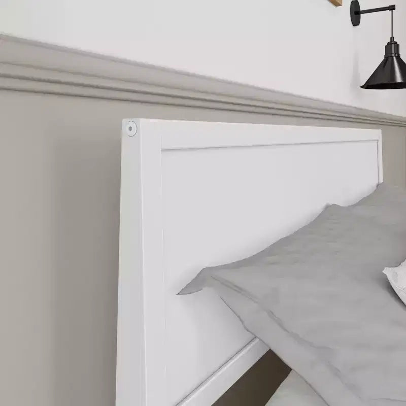 Cadre de lit double en bois massif avec tête de lit, lit plateforme moderne pour adultes