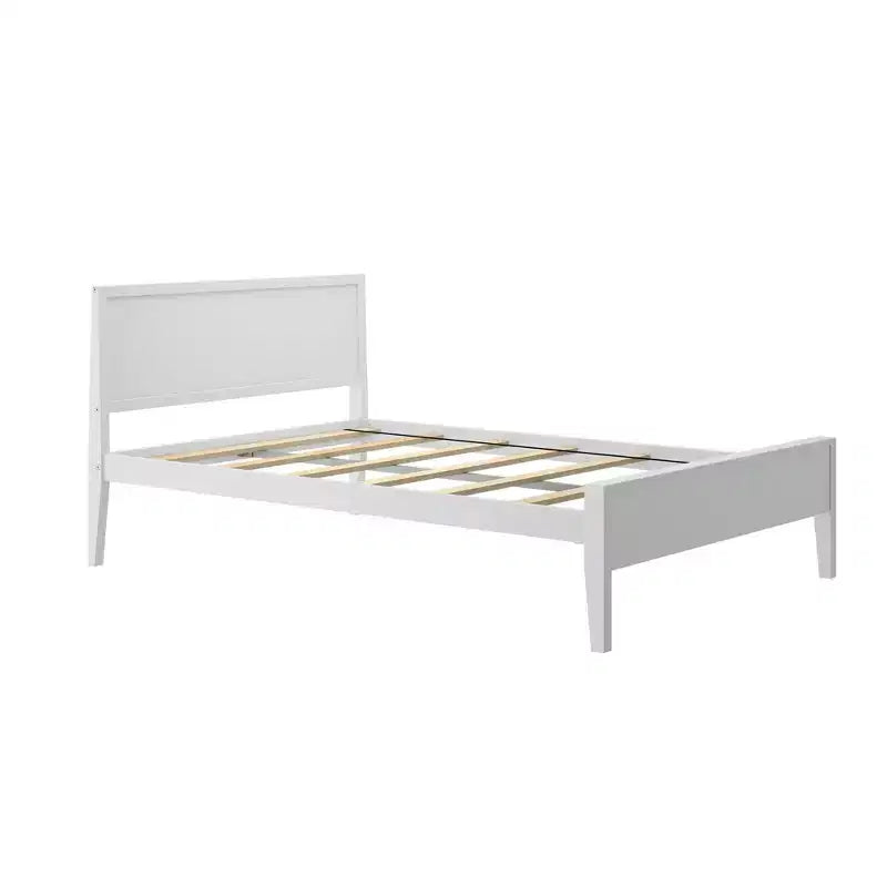 Cadre de lit double en bois massif avec tête de lit, lit plateforme moderne pour adultes