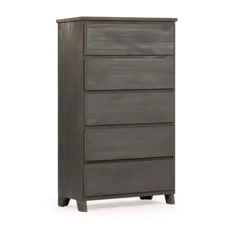 Commode de ferme en bois massif à 5 tiroirs