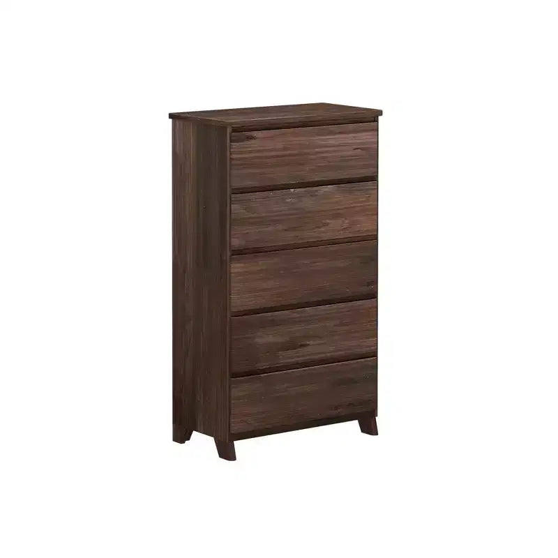 Commode de ferme en bois massif à 5 tiroirs