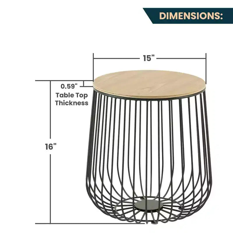 Table d'appoint Mid-Century Modern - Table d'appoint en bois et métal avec rangement à plateau relevable et compartiment caché