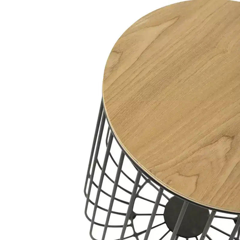 Table d'appoint Mid-Century Modern - Table d'appoint en bois et métal avec rangement à plateau relevable et compartiment caché