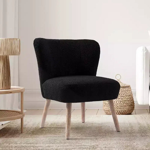 Fauteuil d'appoint sans accoudoirs en bouclé, 63,5 cm de large