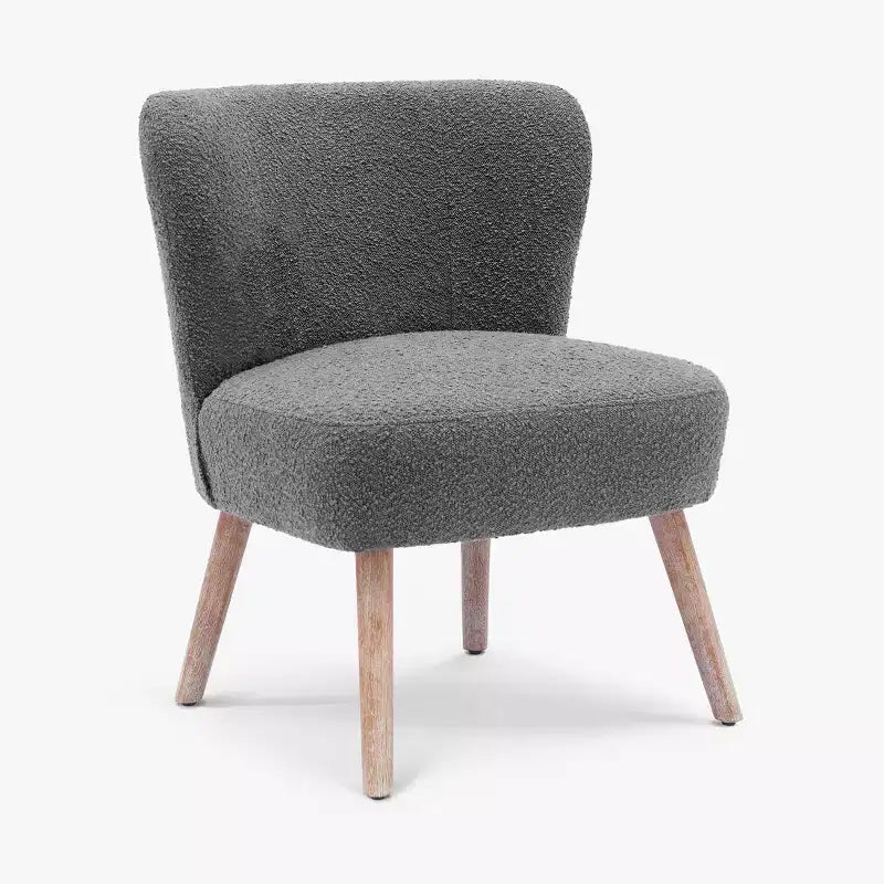 Fauteuil d'appoint sans accoudoirs en bouclé, 63,5 cm de large