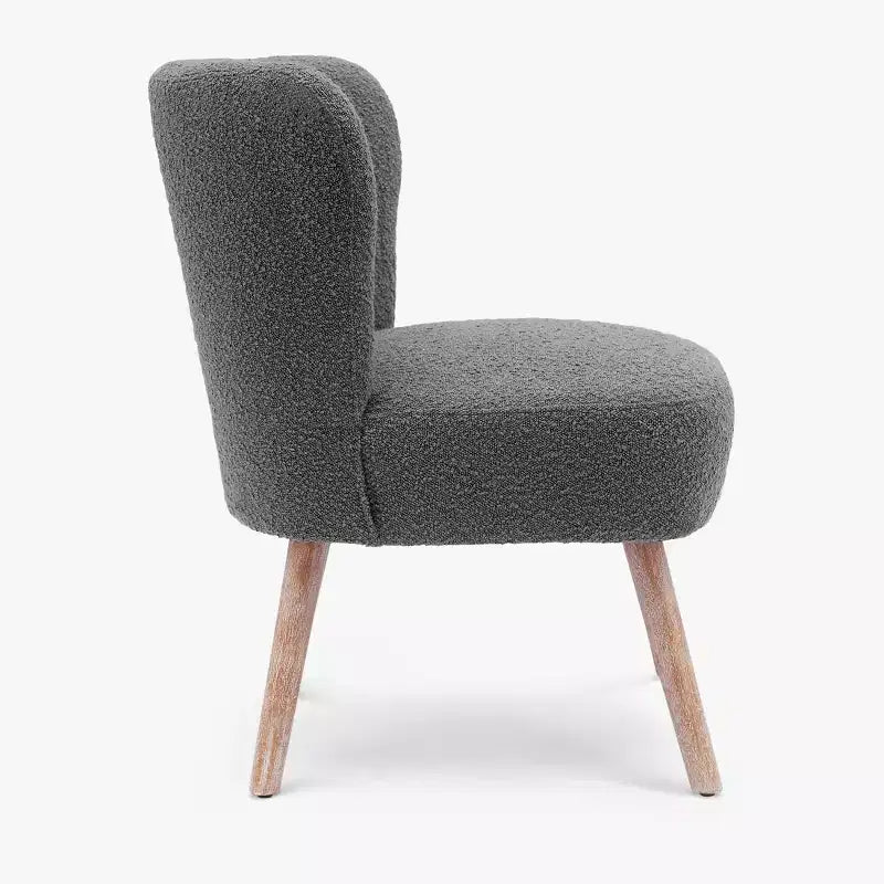 Fauteuil d'appoint sans accoudoirs en bouclé, 63,5 cm de large