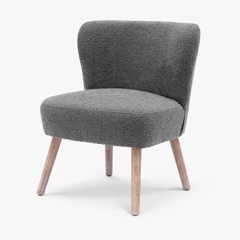 Fauteuil d'appoint sans accoudoirs en bouclé, 63,5 cm de large