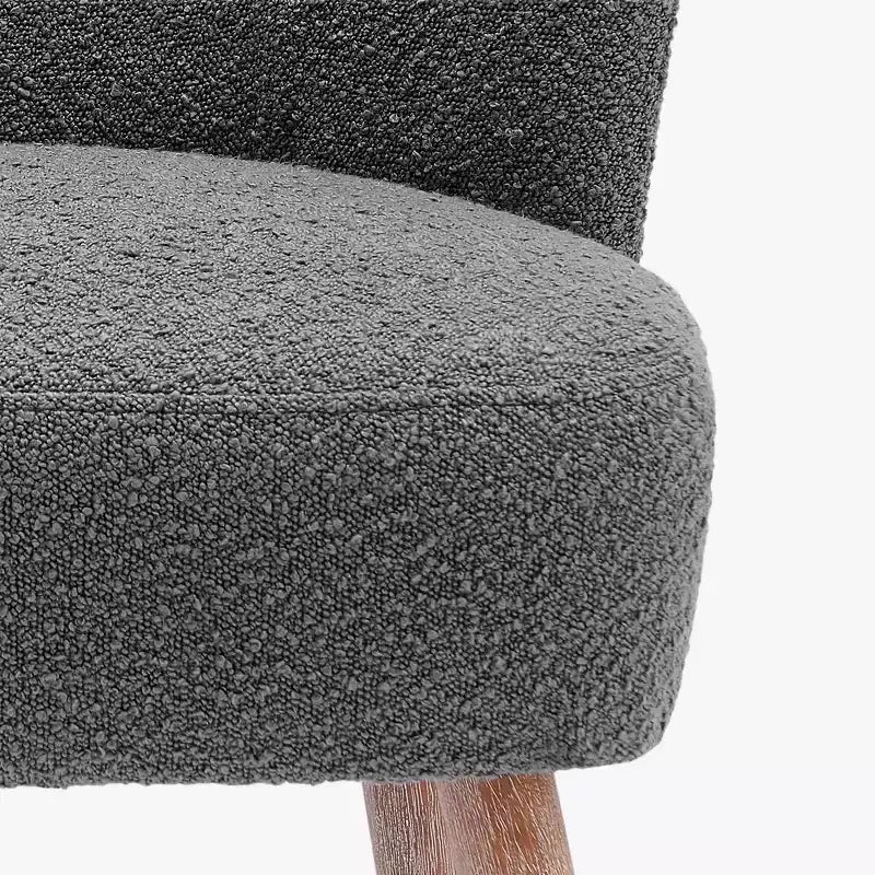 Fauteuil d'appoint sans accoudoirs en bouclé, 63,5 cm de large