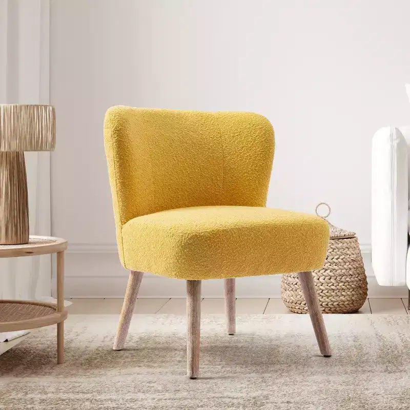 Fauteuil d'appoint sans accoudoirs en bouclé, 63,5 cm de large