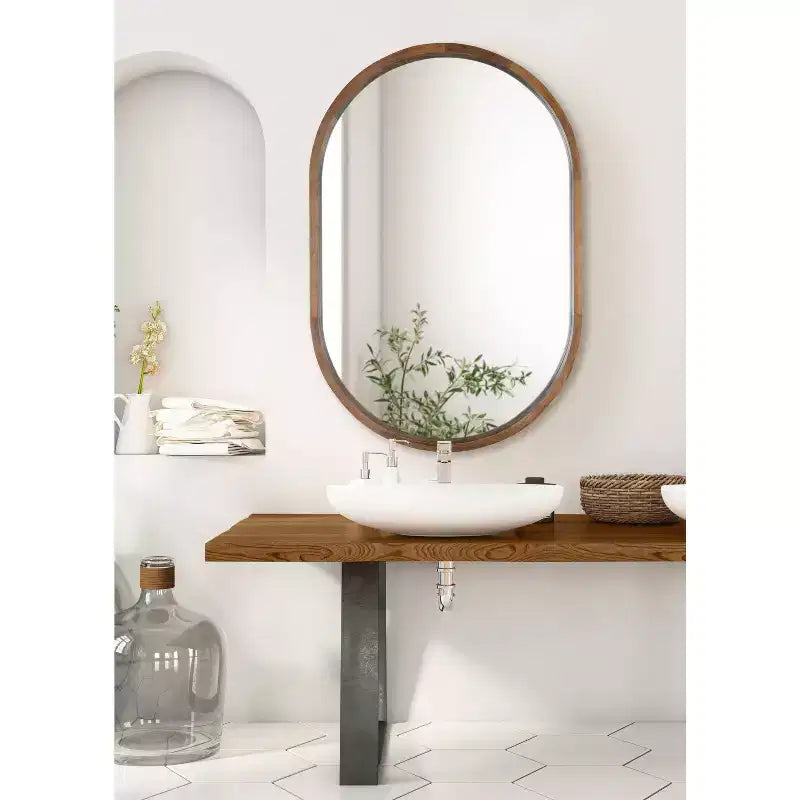 Miroir mural capsule encadré en bois 24 x 36