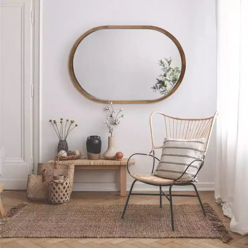 Miroir mural capsule encadré en bois 24 x 36