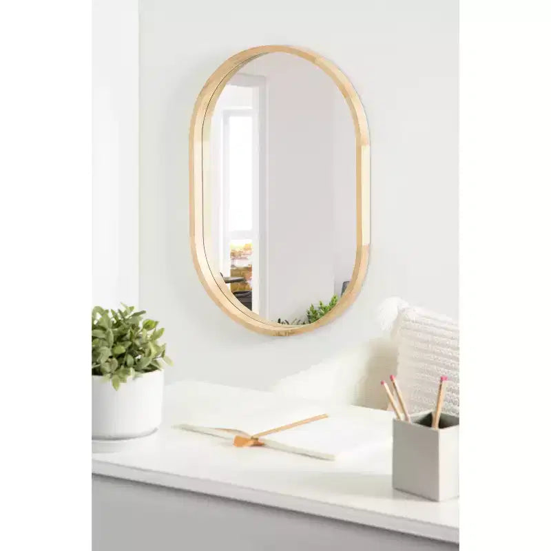 Miroir mural capsule encadré en bois 24 x 36