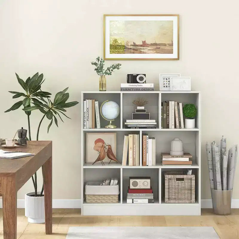Étagère 8 cubes, 41 po, en bois, organiseur de rangement pour jouets et livres d'enfants, naturel/blanc