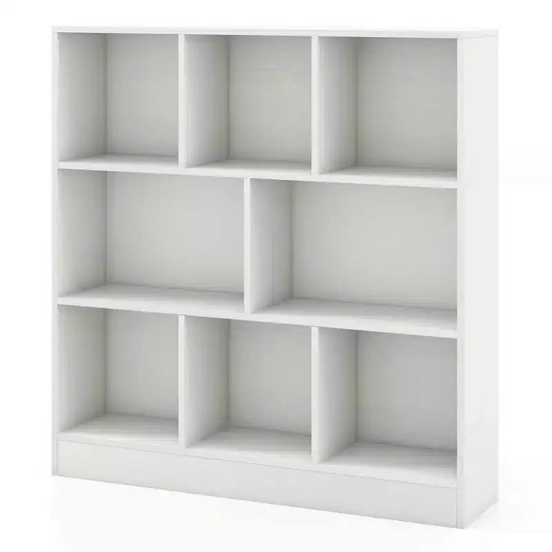 Étagère 8 cubes, 41 po, en bois, organiseur de rangement pour jouets et livres d'enfants, naturel/blanc