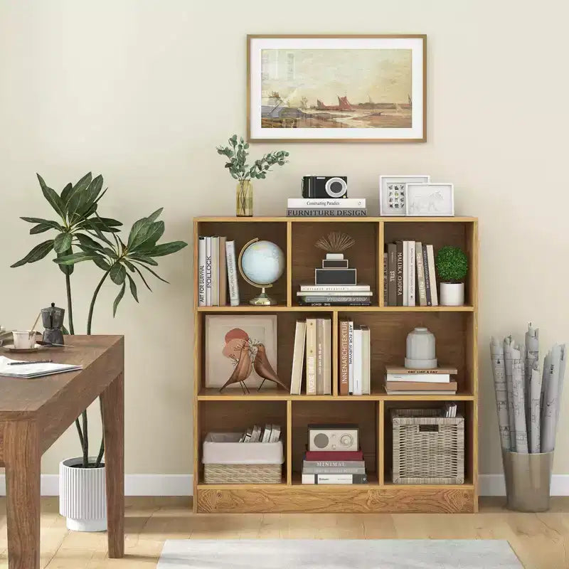 Étagère 8 cubes, 41 po, en bois, organiseur de rangement pour jouets et livres d'enfants, naturel/blanc