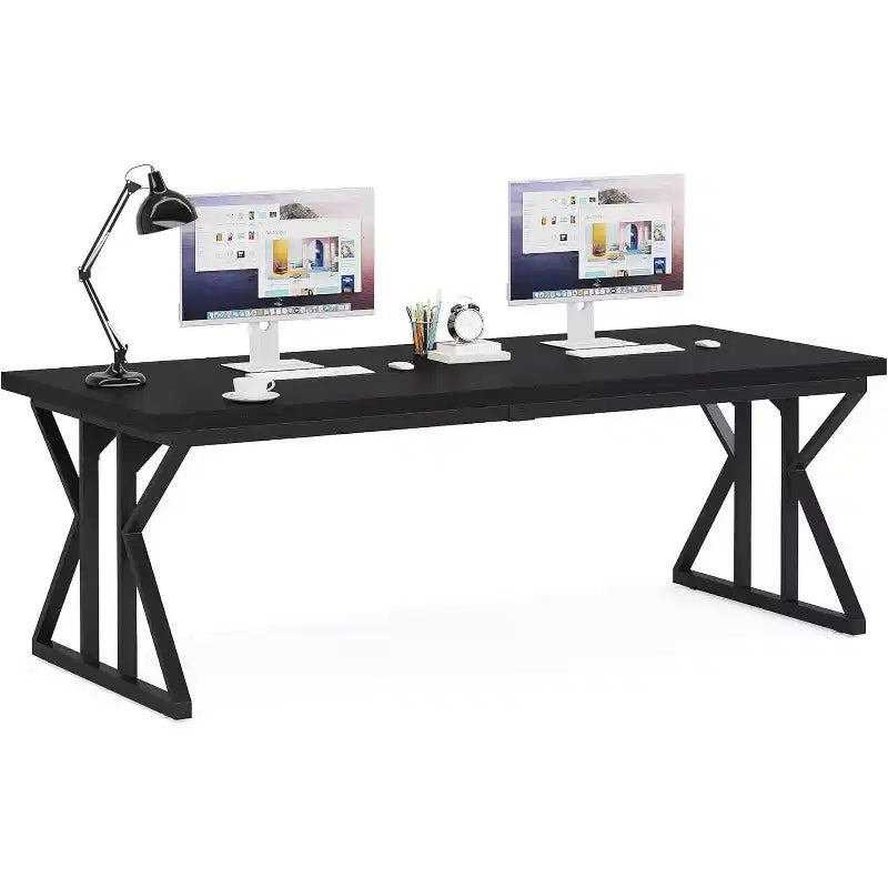 Bureau de direction de 78,7 pouces, bureau d'ordinateur pour bureau à domicile, noir