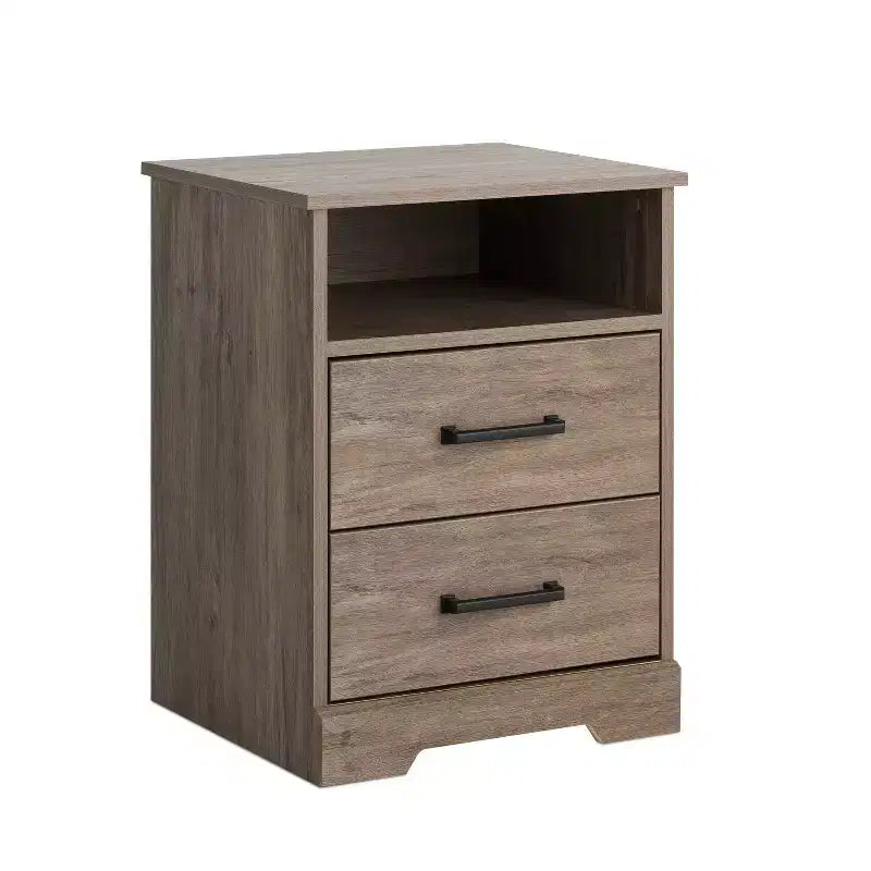 Table de chevet rustique avec 2 tiroirs et étagère ouverte