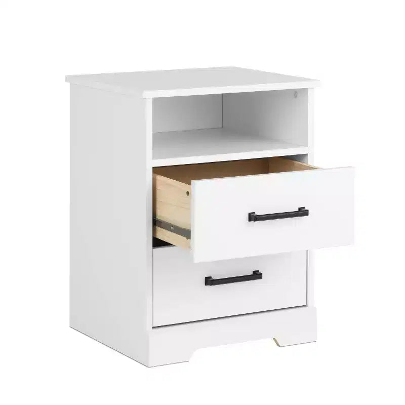 Table de chevet rustique avec 2 tiroirs et étagère ouverte