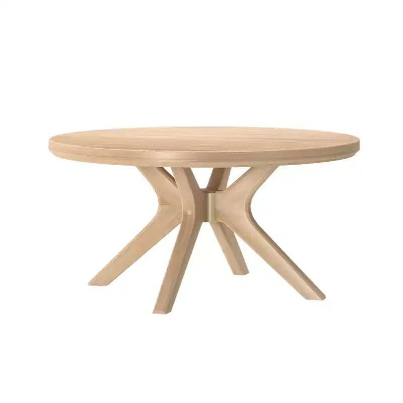 Table basse ronde en bois massif à piètement croisé, table basse de 36 po pour le salon