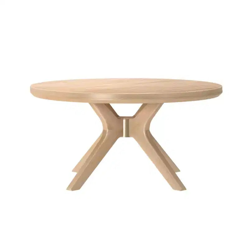 Table basse ronde en bois massif à piètement croisé, table basse de 36 po pour le salon