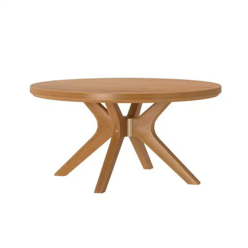 Table basse ronde en bois massif à piètement croisé, table basse de 36 po pour le salon