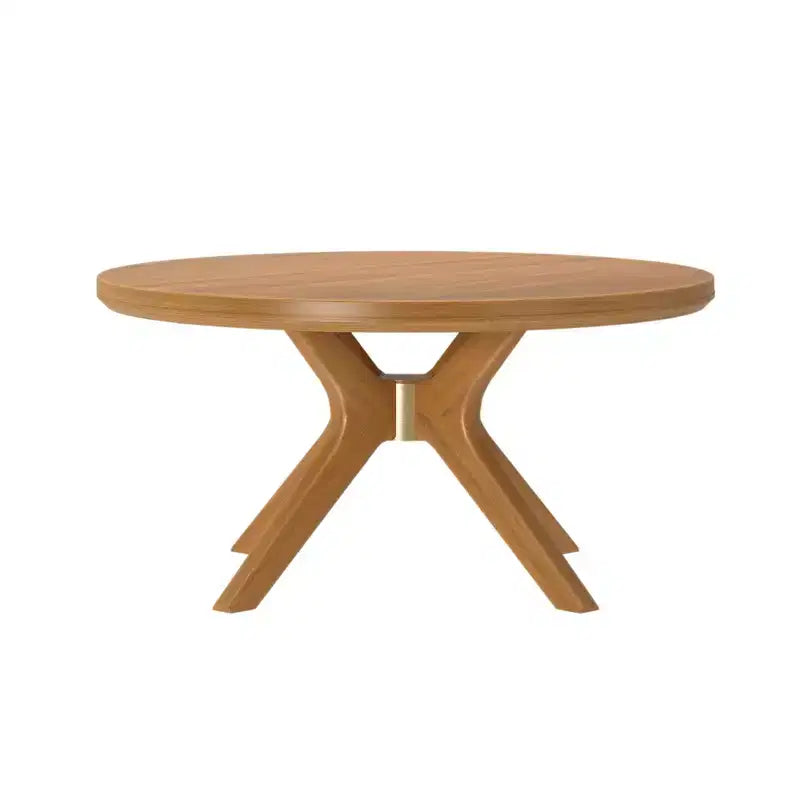 Table basse ronde en bois massif à piètement croisé, table basse de 36 po pour le salon