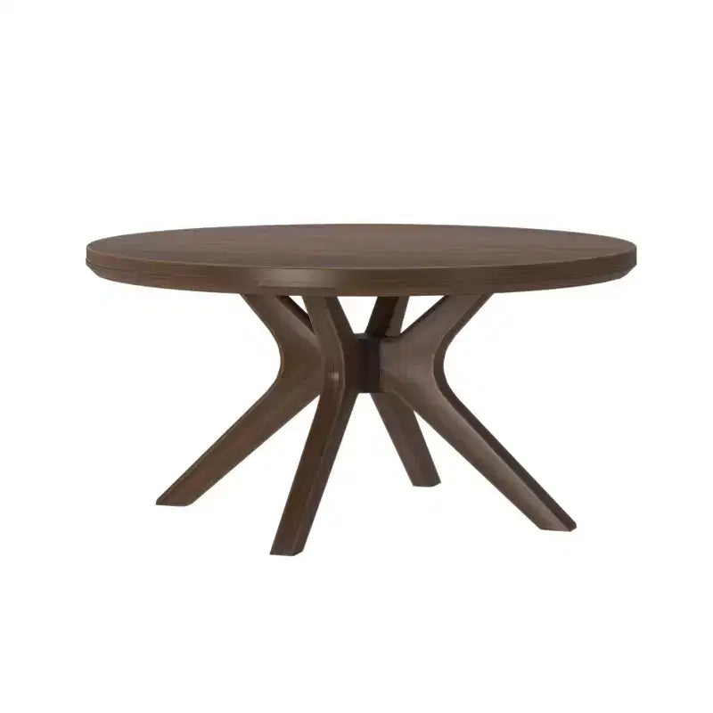 Table basse ronde en bois massif à piètement croisé, table basse de 36 po pour le salon