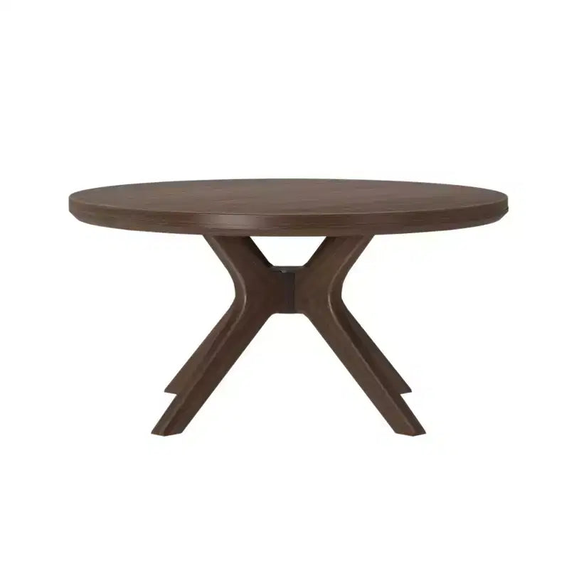 Table basse ronde en bois massif à piètement croisé, table basse de 36 po pour le salon